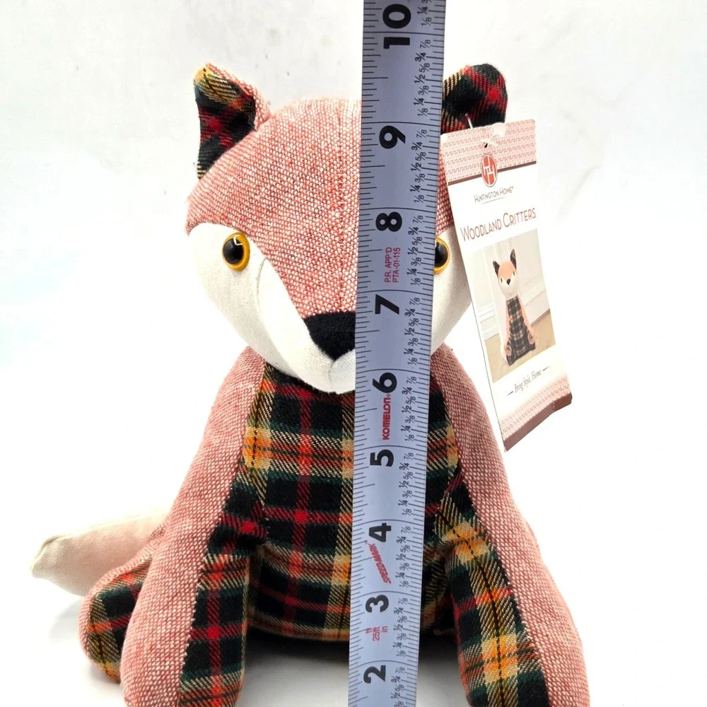 NEW WITH TAGS Fox Doorstop Woodland Critters  Beanbag Red Plad  9.5 inch Country